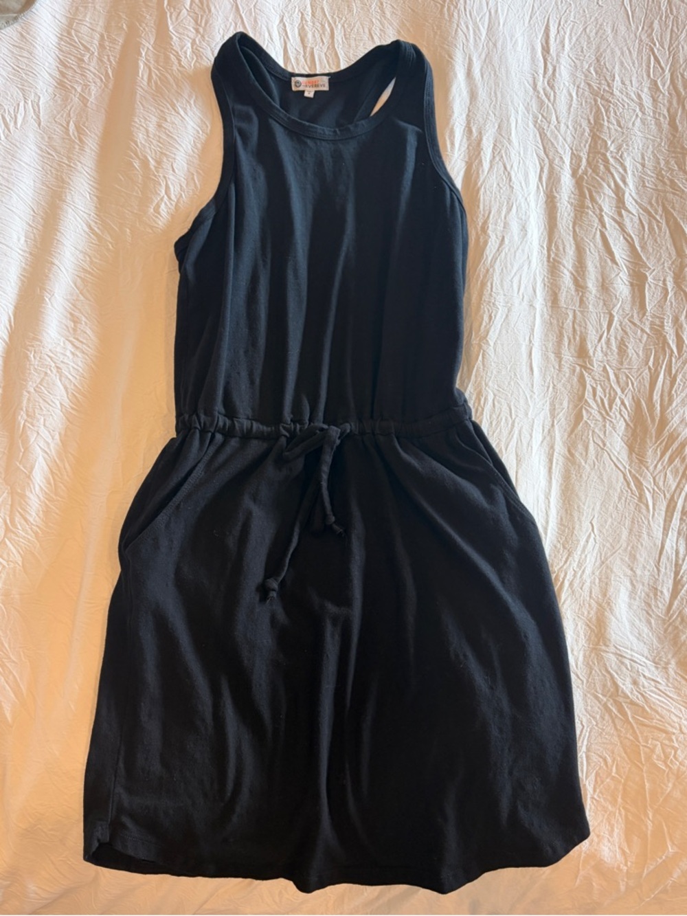 Sundry Black Tank Drawstring Waist Casual Dress